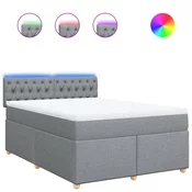VIDAXL posteljni boxspring z vzmetnico (140x190cm, blago), svetlo siv