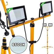 LED reflektor 2x50W s teleskopskim gradbenim stojalom – hladno bela 6500K 60946