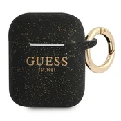 Ovitek Guess Silicone Glitter za AirPods 1/2, črn