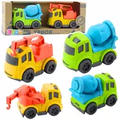 slomart LEAN TOYS Set gradbenih vozil: mešalec, tovornjak s kaveljčkom (BIO plastika)