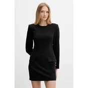 Obleka s primesjo volne Armani Exchange črna barva, XW000661 AF16142