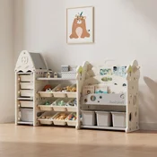 FeelKids Sistem za odlaganje igracaka i knjiga Kucica i drvce KOMBO (bela boja)