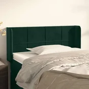 vidaXL Vzglavje z ušesi temno zeleno 103x16x78/88 cm žamet