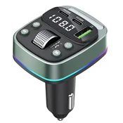 35W FM Bluetooth transmitter i autopunjac EchoDrive - BT 5.4, dvostruki USB-C izlaz, brzo punjenje i pametno LED osvjetljenje - crni