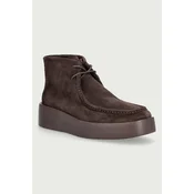 Calvin Klein gležnarski čevlji s platformo ženski FLATF LACE UP APR CUT BOOT