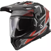 Enduro motociklisticka kaciga LS2 MX702 Pioneer II Block mat sivo-crvena