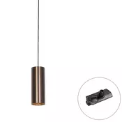 Dizajnerska viseča svetilka temno bronasta vklj. adapter za tirnico 1-fazna - Iconic Tubo