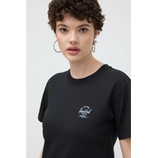 Bombažna kratka majica Herschel ženski, črna barva