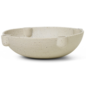 ferm LIVING Svečnik za namizne sveče BOWL 27 cm, pesek, kamnita posoda, čvrst LIVING