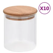 Vidaxl vidaXL Stekleni kozarci z bambusovim pokrovom, 10 kosov, 600 ml