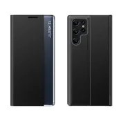 HURTEL Ovitek za Samsung Galaxy S24 FE z zavihkom in stojalom - črn
