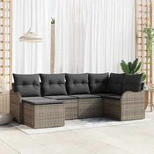Sjedeća garnitura za vrt 6 kom. Siva poliratan 232.5 x 122.5 x 69 cm