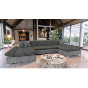 Kotna garnitura Miami 163 (Lux 05 + Lux 06 + Lux 05) Siva, Funkcija spanje, Predal, 360x160x75cm