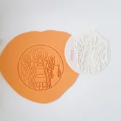 KREATIVNI SLATKIŠI Pecat ikone Sveti Arhangel Mihailo sa macem, Sa sekacem, 8 cm, Beli