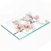 shumee Dekorativna steklena kuhinjska deska za rezanje z grafiko magnolije 80x52 cm