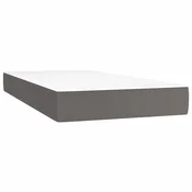 Vidaxl Vzmetnica z žepkasto vzmetjo srednje trdote siva 80x200x20 cm umetno usnje