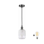 BRILAGI - LED lestenec na kablu RETRO GLASS 1xE27/60W/230V O 14 cm črna/bela