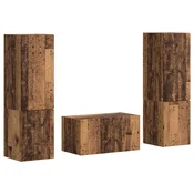 Set TV komoda 5 pcs Staro drvo Konstruirano drvo