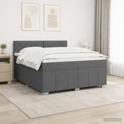 vidaXL Postelja boxspring z vzmetnico Temno siva 140 x 190 cm Blago