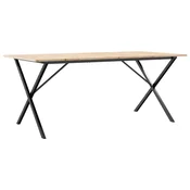 Vidaxl Jedilna miza X okvir 180x90x75 cm trdna borovina jeklo