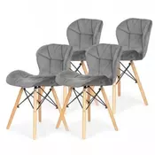 Freja 25-KS012SET Set trpezarijskih plišanih stolica 4 kom siva