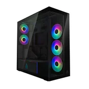 Arctic Cooling Xtender VG Tempered Glass Mirror Black (ACPCC00019A, E-ATX črno, 2xUSB3.2, 1xUSB Type-C, RGB, stransko steklo) računalniško ohišje