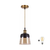 BRILAGI -LED Luster na sajli R GLASS 1xE27/60W/230V precnik 15,5 cm zlatna/dimljeno bež