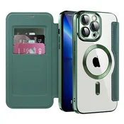 Etui SmartMag Book z Magsafe tehnologijo in RFID denarnico za iPhone 13 Pro Max - green