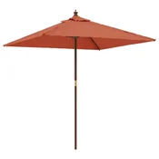 Vrtni suncobran s drvenim stupom terakota 198 x 198 x 231 cm
