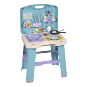 Kuhinja v kovčku Stitch Kitchen Smoby prenosljiva z 20 dodatki s kuhinjskimi pripomočki