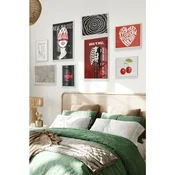 WallXpert set od 8 manjih uramljenih slika Çgs-001, crveno-crni rokenrol motivi – gitara, usne, trešnje i natpis Dont Let It Break Your Heart, beli ram