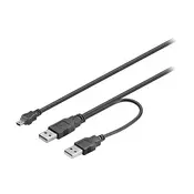 Kabl USB 2.0 AM mini 5pin - 2xUSB AM, 0.6m