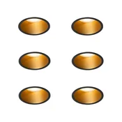 Set van 6 moderne inbouwspots zwart met goud GU10 70mm IP44 - Dept