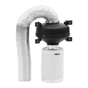 Set filtara za zrak - filtar s aktivnim ugljenom od 30 cm / odvodni ventilator / crijevo za ispušni zrak - 249,6 m3/h - O 100 mm izlaz