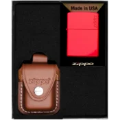 shumee Zippo vžigalnik z rdečim mat logotipom, darilni set št. 2
