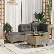 Vidaxl vidaXL Vrtni stolček z blazino siv 63,5x56x32 cm PE ratan