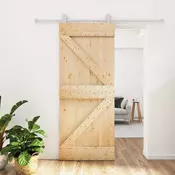 vidaXL Drsna vrata Naravna in bela 85 x 210 cm Masiven borov les