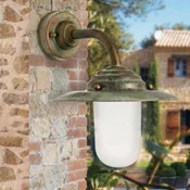 Moretti Luce Zunanja stenska svetilka Antique 26cm medeninasta antique/opal - Podeželska hiša/Rustikalna - medenina antični baker, bela - Kovina