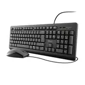 Tastatura + Miš Trust PRIMO US, 23970, Žicni set, Crna boja