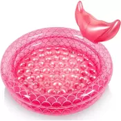 Nikcorp Napihljiv otroški bazenček z mehkim dnom, roza motiv morske deklice, PVC material, za vrt in stanovanje, O 90 cm