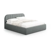 Temno siva oblazinjena zakonska postelja s prostorom za shranjevanje z letvenim dnom 140x200 cm Juno – Windsor & Co Sofas