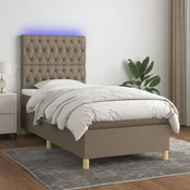 Greatstore Box spring postelja z vzmetnico LED taupe 100x200 cm blago