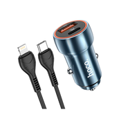 HOCO avtopolnilec Type C + USB QC3.0 Power Delivery 20W s kablom za iPhone Lightning 8-pin Z46A safirno modra