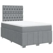 Vidaxl Box spring postelja z vzmetnico svetlo siva 120x200 cm blago