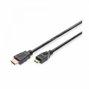 HDMI High Speed connection kabel, type C - type A M/M, 2.0m, Ultra HD 24p, gold, bl
