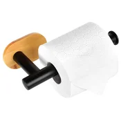 Northix Držalo za toaletni papir, črno jeklo in bambus, 17 cm