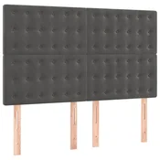Vidaxl Vzglavje postelje temno sivo 144x5x118/128 cm žamet