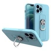 HURTEL Silikonska torbica Ring Case z držalom za prst in stojalom za iPhone 13 Pro svetlo modra