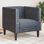 Vidaxl vidaXL Chesterfield fotelj, temno siv, oblazinjen z žametom