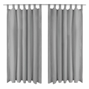 Mikro Satenske Zavjese 2 kom s Tregerima 140x225 cm Sive